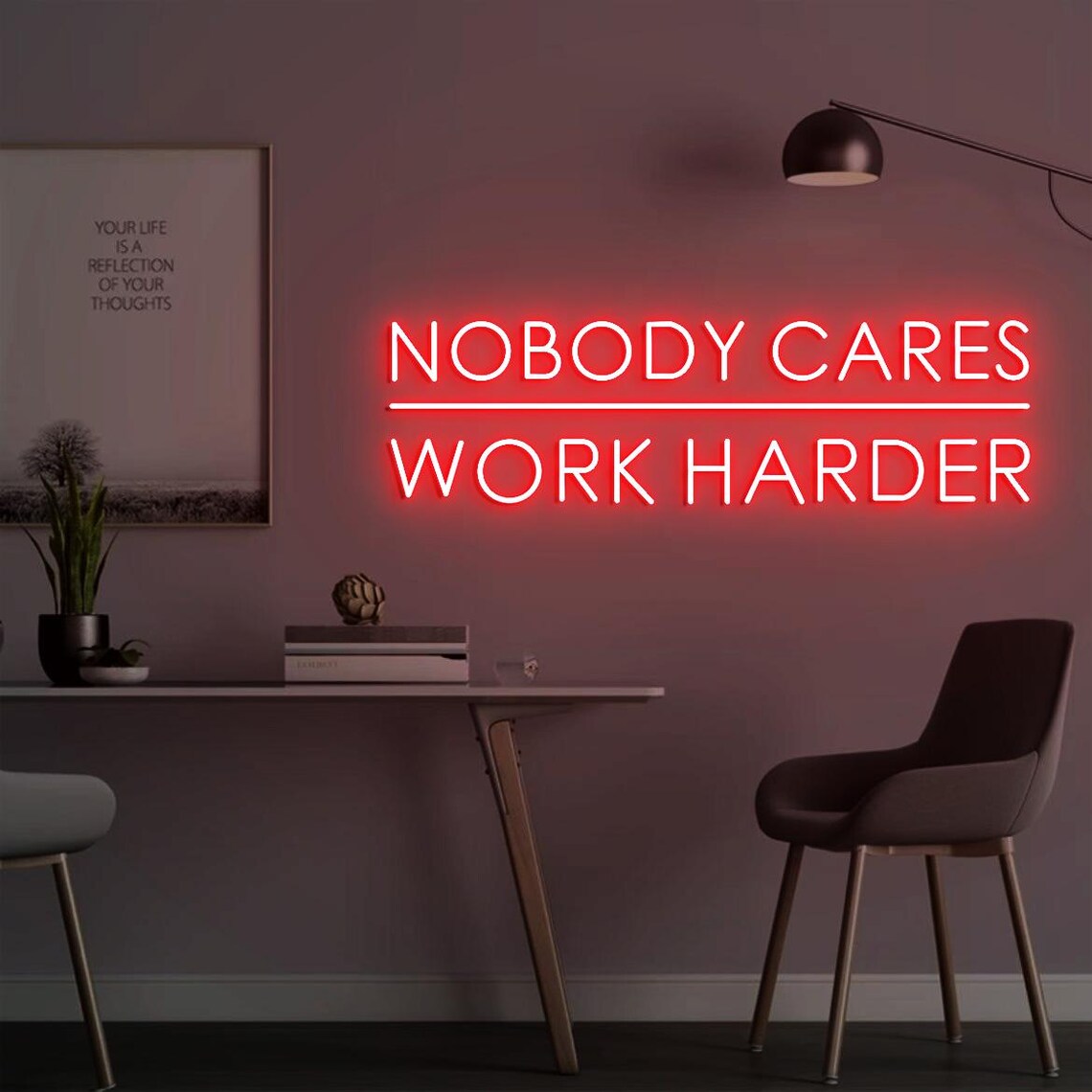 Home Gym Outdoor Ideas - Letrero de Neón 'Nobody Cares Work