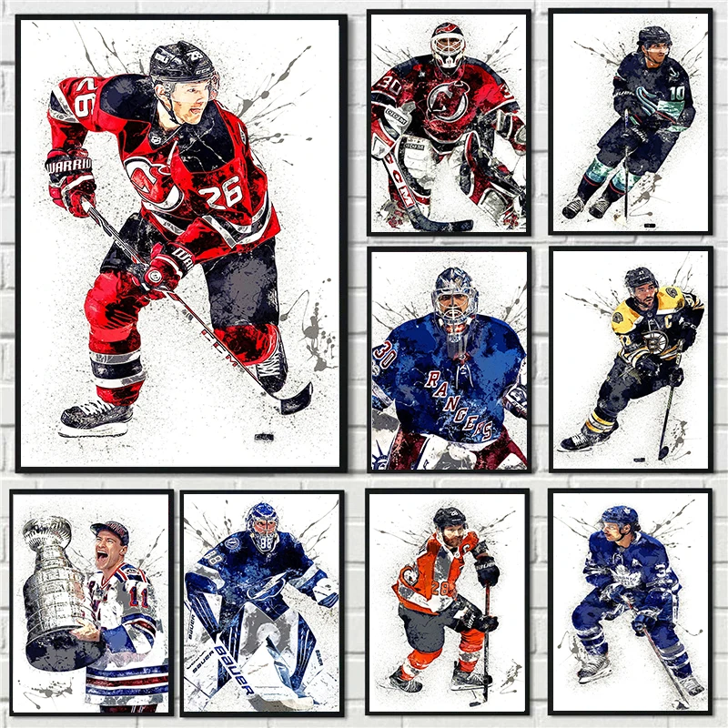 Home Gym On Wall - Abstract Ice Hockey Portrait Sport Canvas