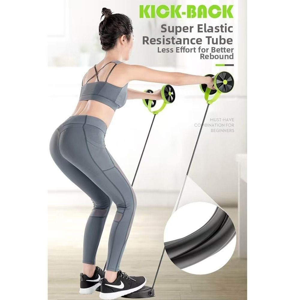 Ab Roller Wheel - Rodillo Abdominal Doble con Bandas de